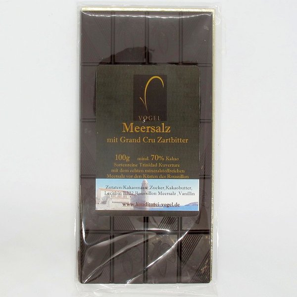 Schokolade * Meersalz * handgeschöpft * 100g Tafel