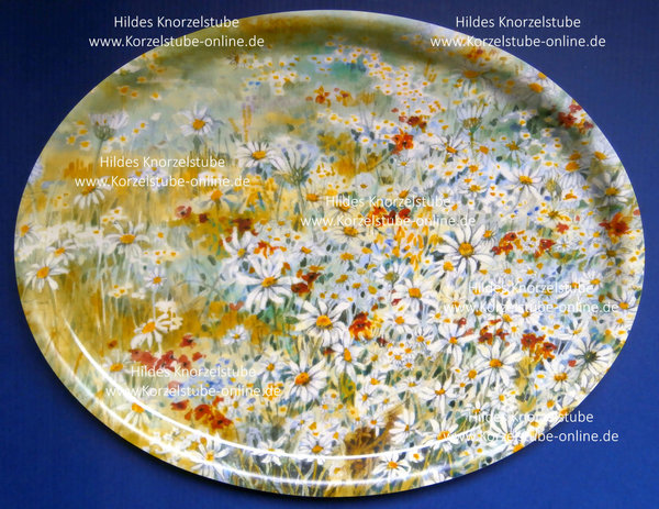Mona Svärd Tablett oval 33x26cm - Aquarell Wiesenblumen - 0142