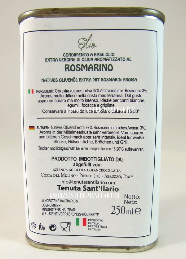 Rosmarin auf Olivenöl - Extra virgin aus Italien - 250ml Kanister