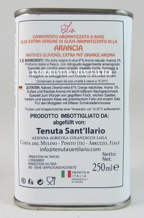 Orange auf Olivenöl - Extra virgin aus Italien - 250ml Kanister