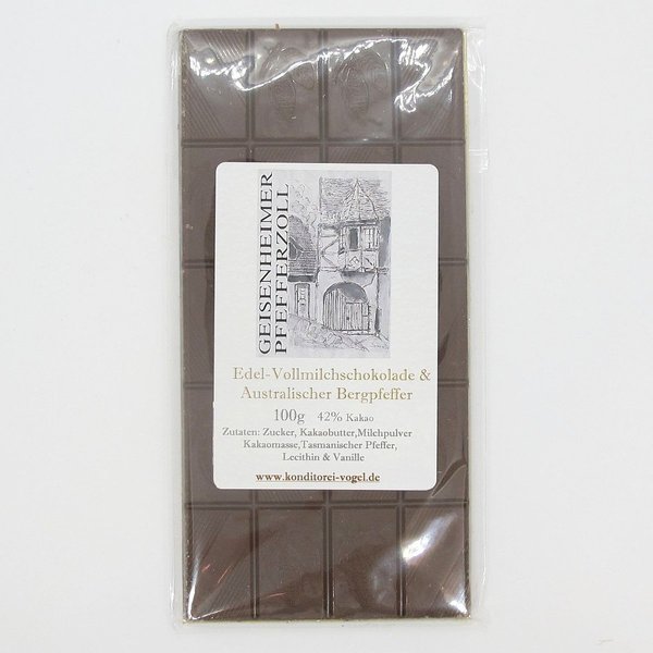 Schokolade * Geisenheimer Pfefferzoll * handgeschöpft * 100g