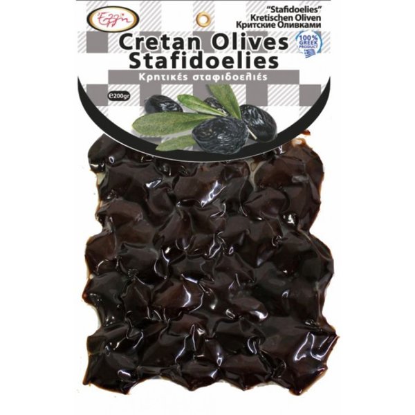 Stafidoelies Oliven * schwarz & getrocknet * 200g * 100% GREEK Produkt